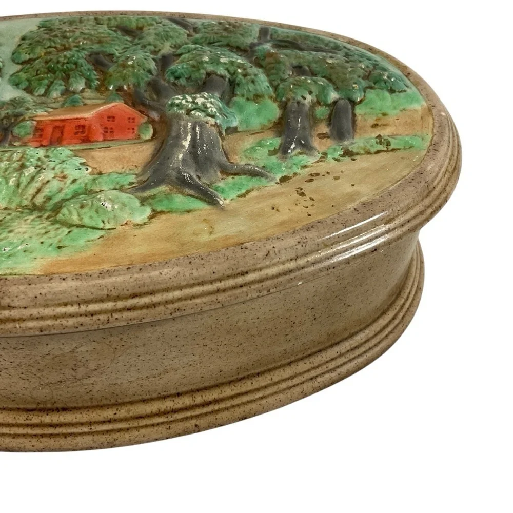 Vintage 1984 Hershey Molds Co Trinket Box Ceramic Hand Painted 11.5” X 7.5” X 3”